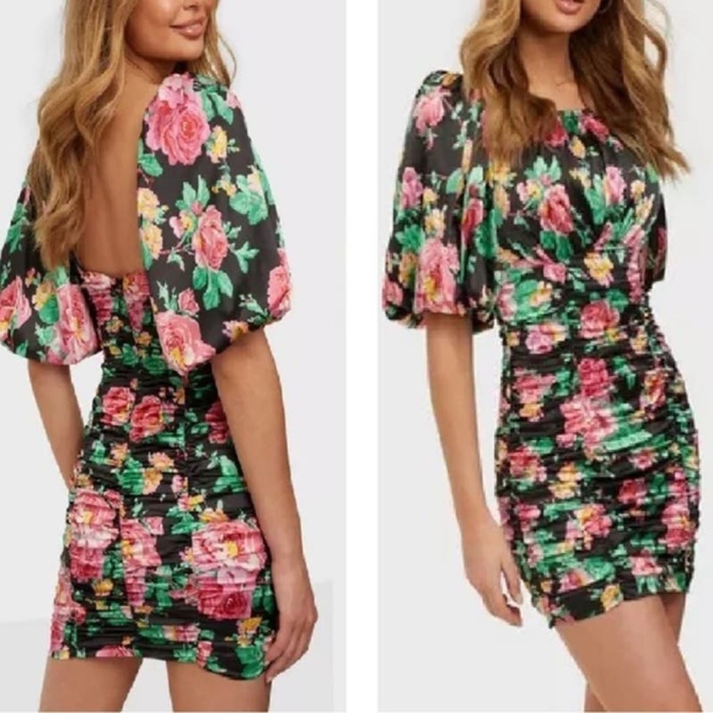 For Love & Lemons Jolie Floral Ruched Mini Dress Size Xs Nwt